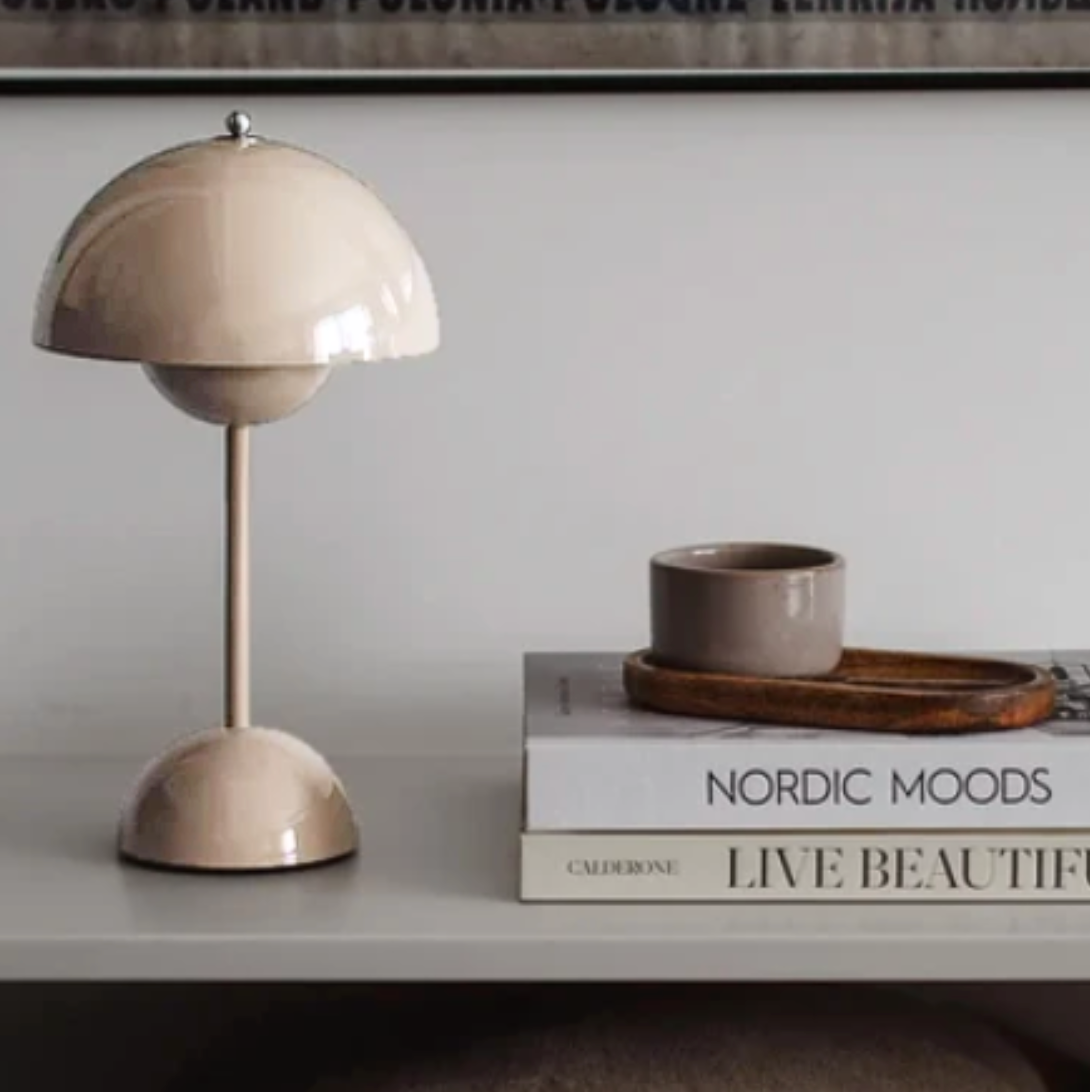 LunaGlow - Cordless LED table lamp with unique retro umbrella design