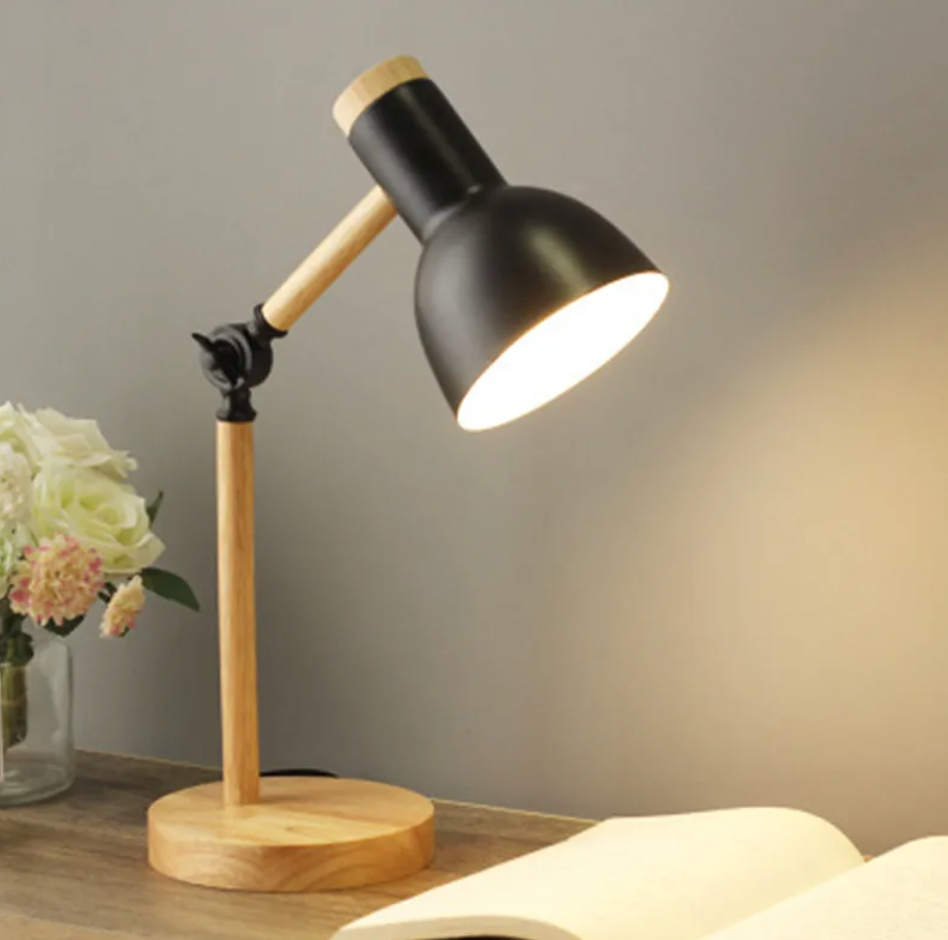 Scandi wooden desk lamp in black