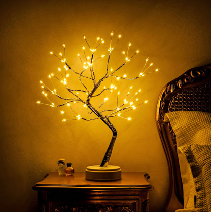 LED light tree on the bedside table