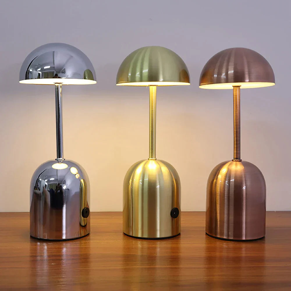 LuminaCrescent - Cordless Dimmable LED Metal Table Lamp | Modern via Touch