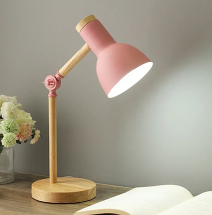 Wooden Desk Lamp for Kids 'ScandiLamp', Adjustable Nordic Table Lamp with Metal Shade, Reading Lamp for Kids Room, Bedroom and Home Office