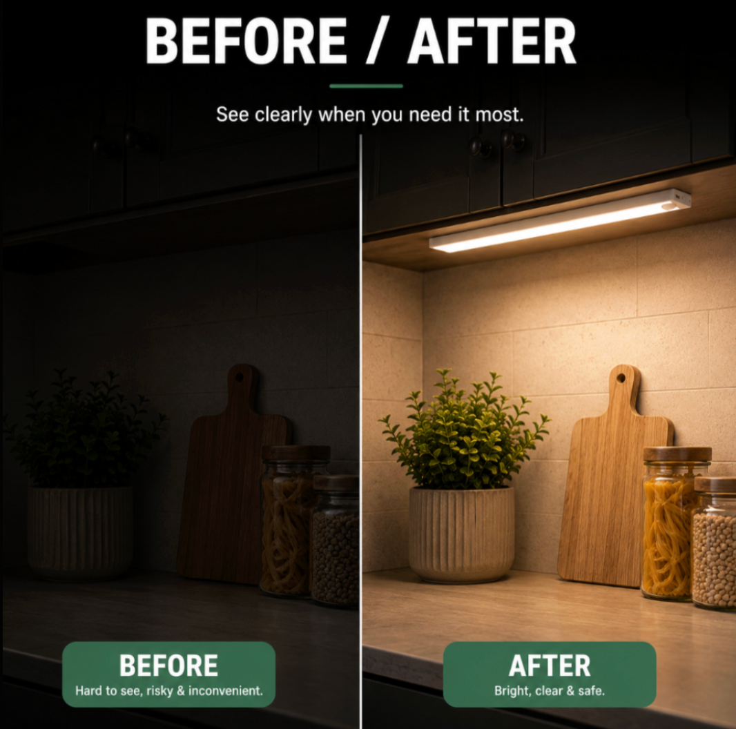 LumiKitchen – Cordless LED Under Cabinet Light with Motion Sensor