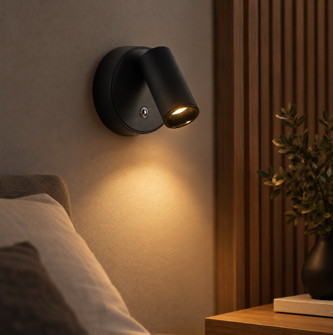 EasyLight cordless LED wall spotlight in black, rechargeable reading light