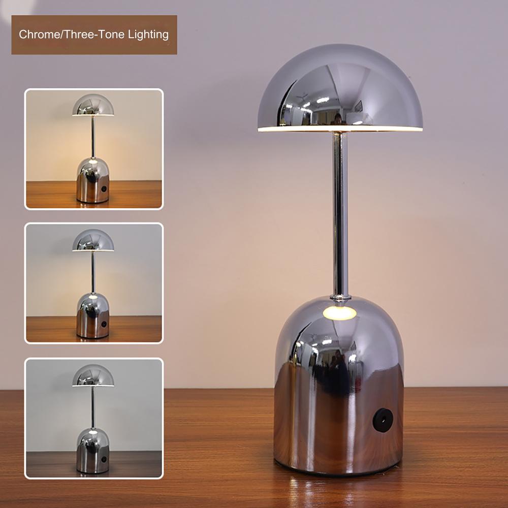 LuminaCrescent - Cordless Dimmable LED Metal Table Lamp | Modern via Touch