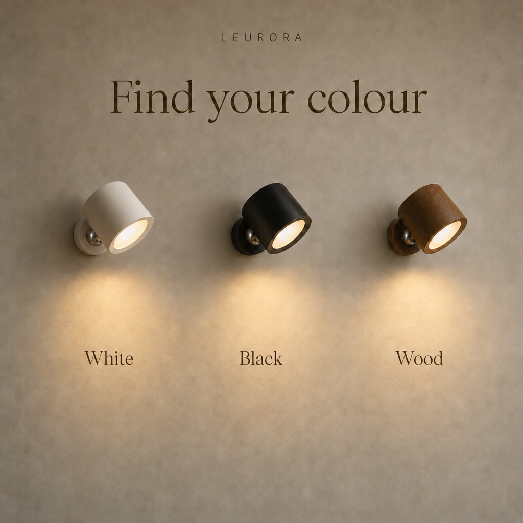 EasyLamp cordless wall light in white, black and wood