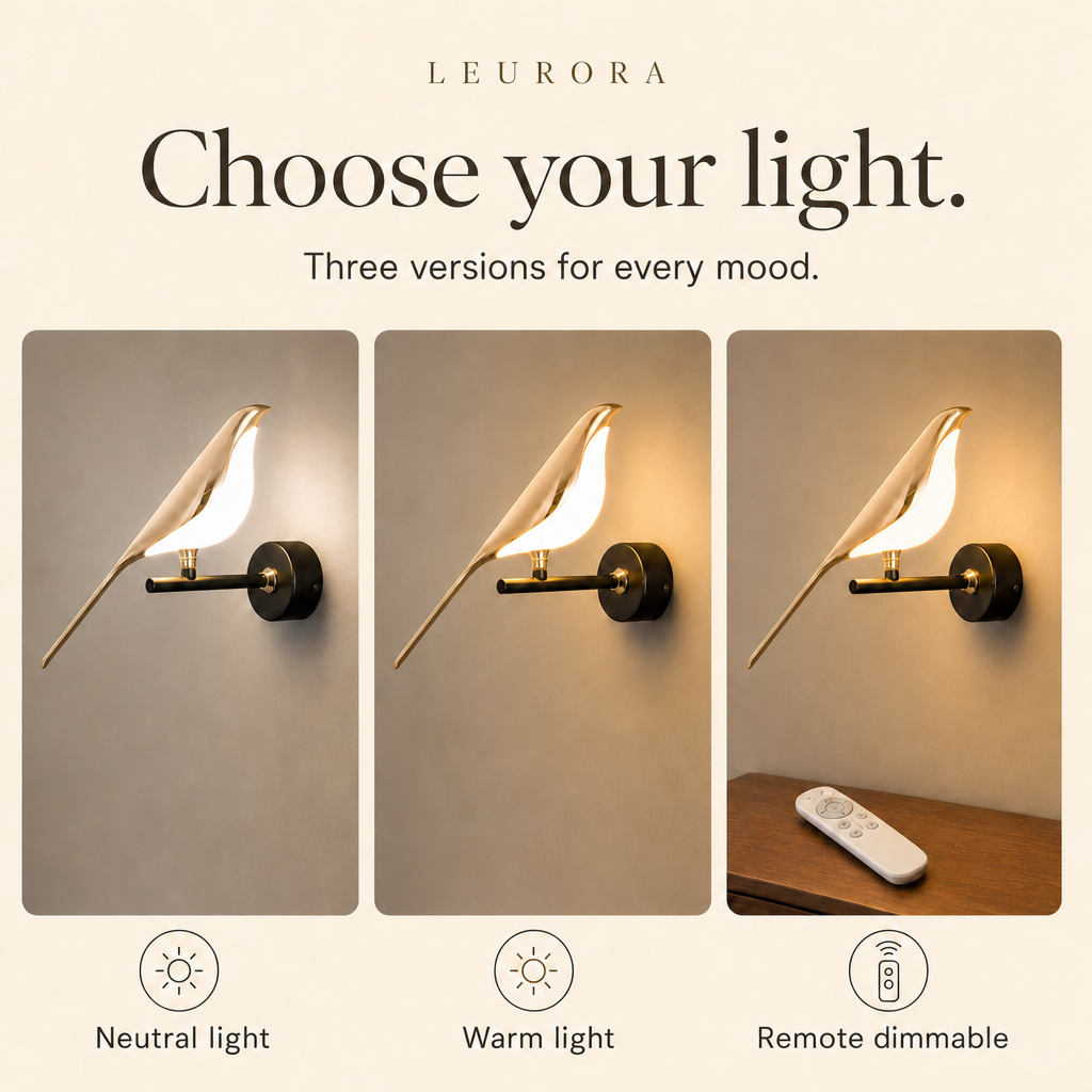 Avia wall light in neutral light, warm light or remote dimmable