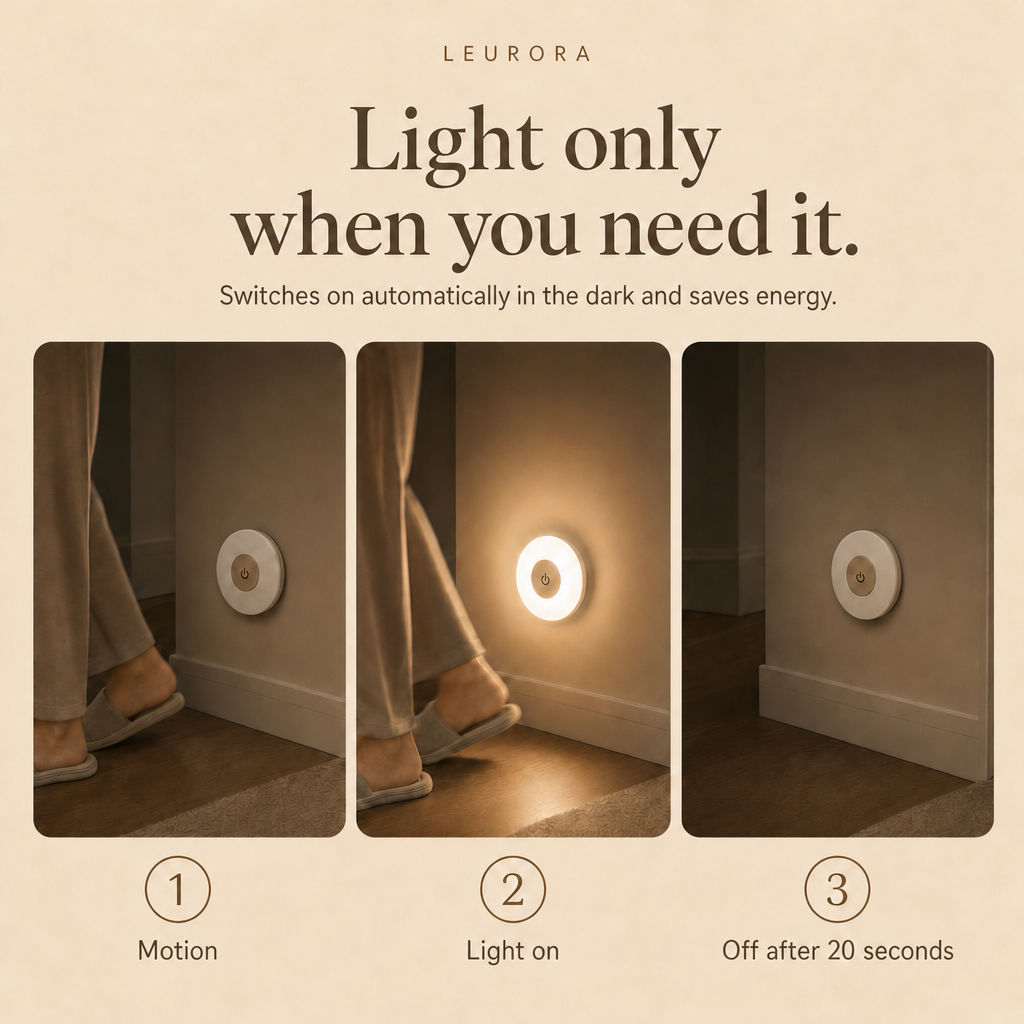LumiBeam motion sensor: light turns on with motion and off after 20 seconds