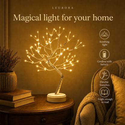 Magic Light Tree LED bonsai lamp with soothing light, cordless with battery and flexible branches