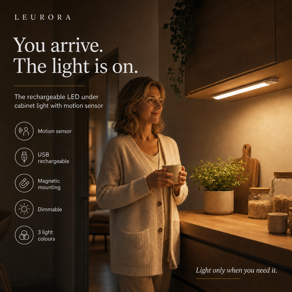 Rechargeable under cabinet light EasyStick with motion sensor, wireless LED lighting for kitchen and closet