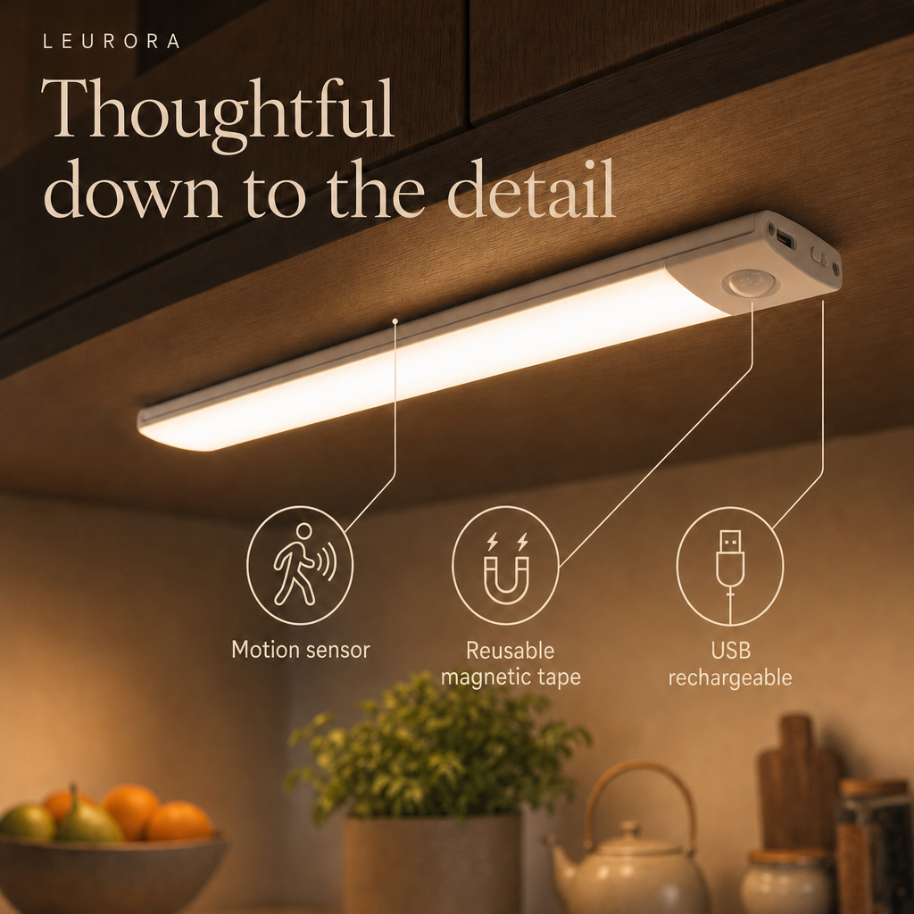 EasyStick details, motion sensor, magnetic mounting tape and USB charging