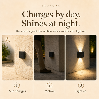 SolarGlow charges with the sun by day and shines at night via motion sensor