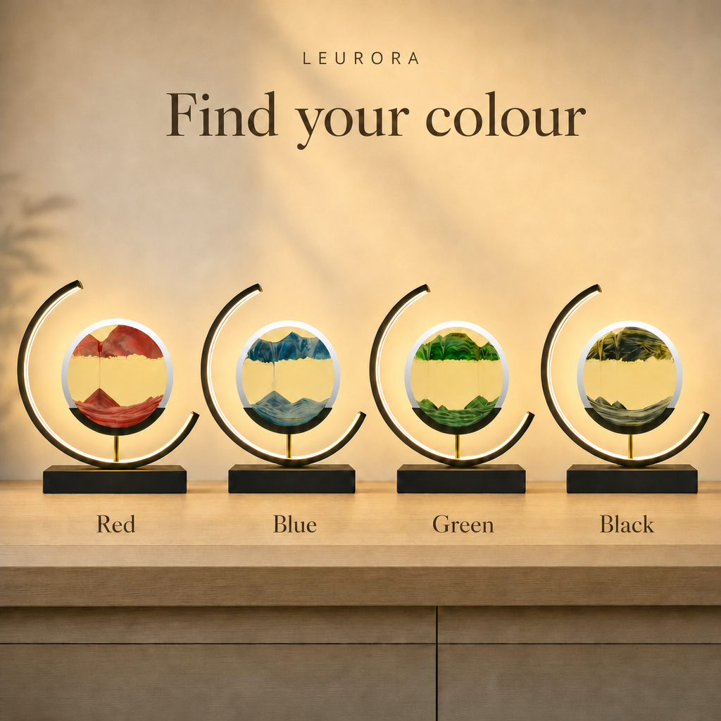 SandArt LED sand lamp in 4 colours: red, blue, green and black