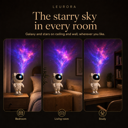Astronaut star projector in the bedroom, living room and study